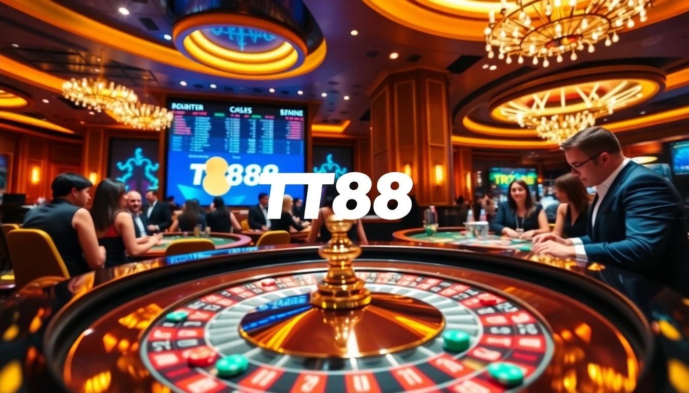 Exciting roulette table at TT88 casino showcasing vibrant poker chips and live betting.