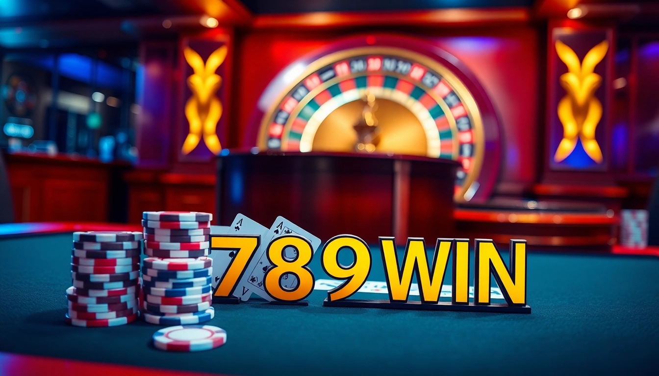 Experience the thrill of winning at 789WIN's vibrant poker table with chips and cards.