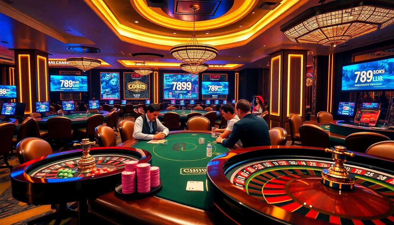 High-stakes poker game at 789CLUB casino with colorful chips and cards.