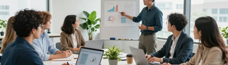 Kolaborasi bisnis di ruang kantor modern, tim profesional terlibat percakapan, balak66 menghubungkan jaringan.